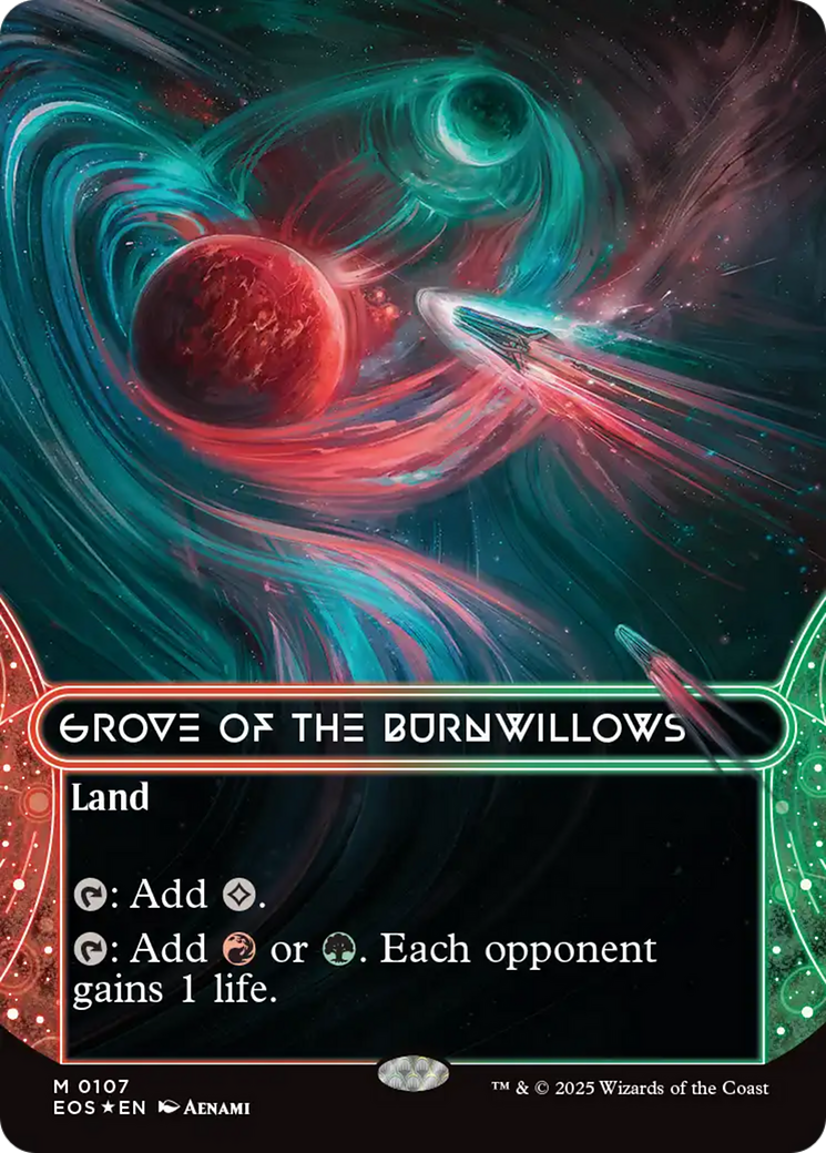 Grove of the Burnwillows (0107) (Borderless) (Galaxy Foil) [Edge of Eternities: Stellar Sights] | Total Play