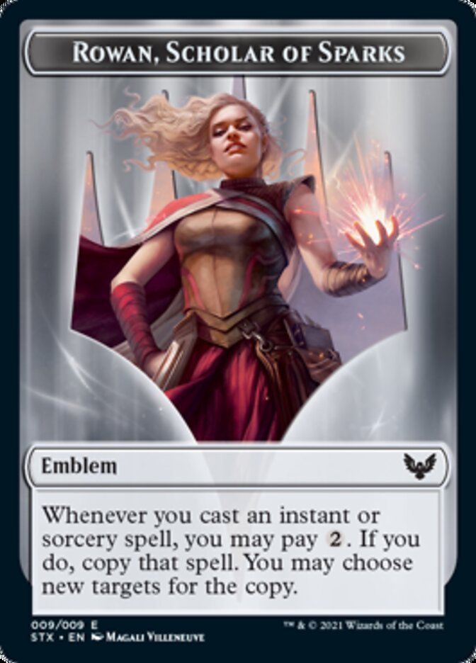 Rowan, Scholar of Sparks Emblem [Strixhaven: School of Mages Tokens] | Total Play