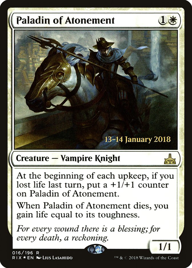 Paladin of Atonement [Rivals of Ixalan Prerelease Promos] | Total Play