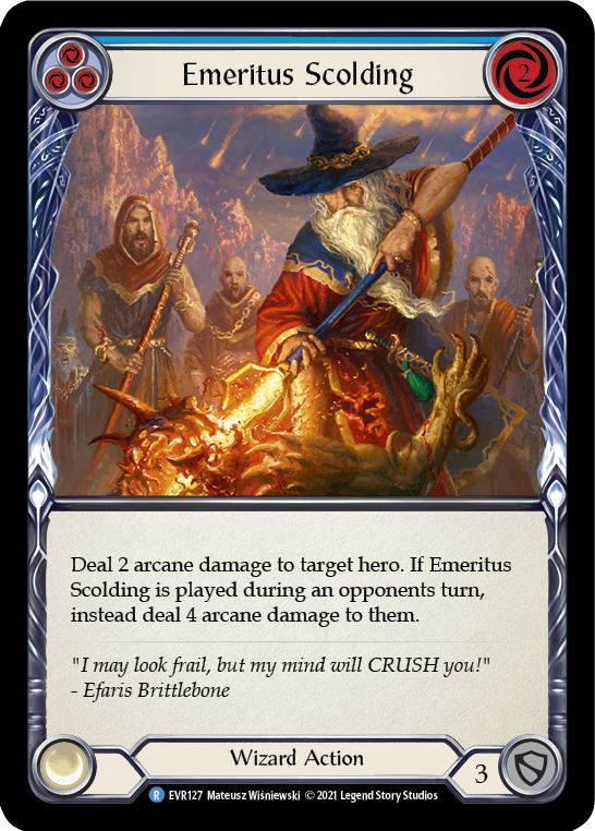 Emeritus Scolding (Blue) [EVR127] (Everfest)  1st Edition Rainbow Foil | Total Play