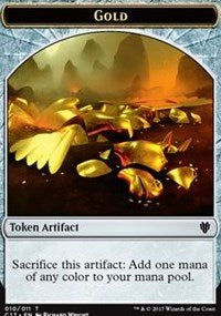Gold // Cat Dragon Double-Sided Token [Commander 2017 Tokens] | Total Play