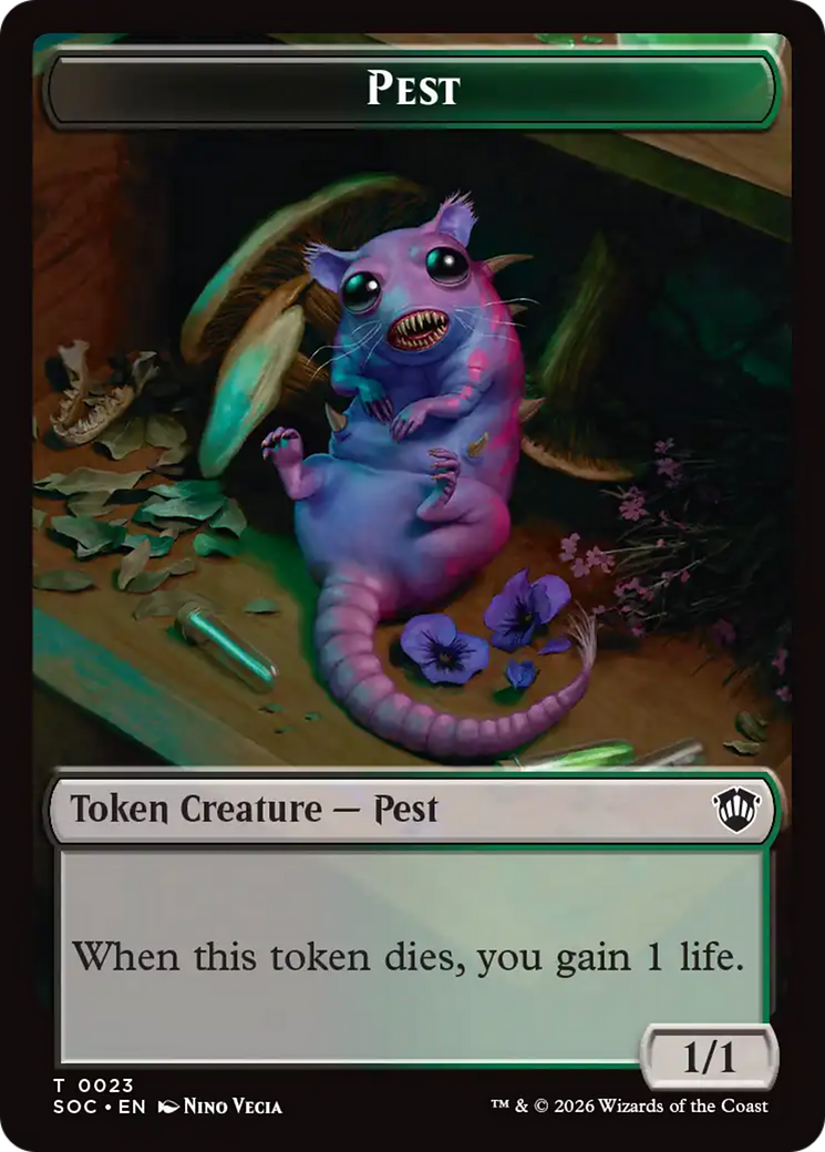 Saproling // Pest (0023) Double-Sided Token [Secrets of Strixhaven Commander Tokens] | Total Play
