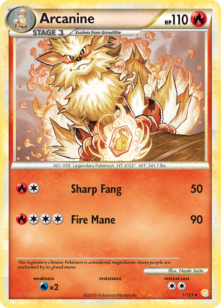 Arcanine (1/123) [HeartGold & SoulSilver: Base Set] | Total Play