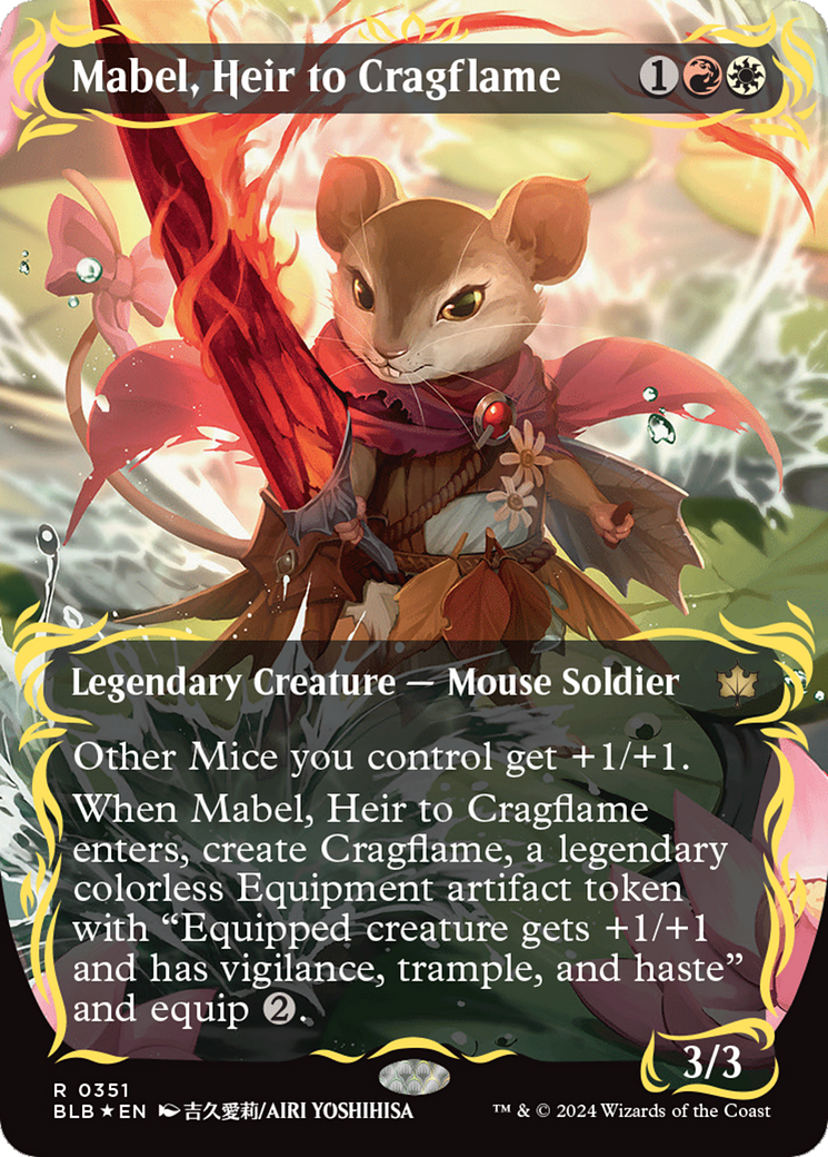 Mabel, Heir to Cragflame (Borderless) (Raised Foil) [Bloomburrow] | Total Play