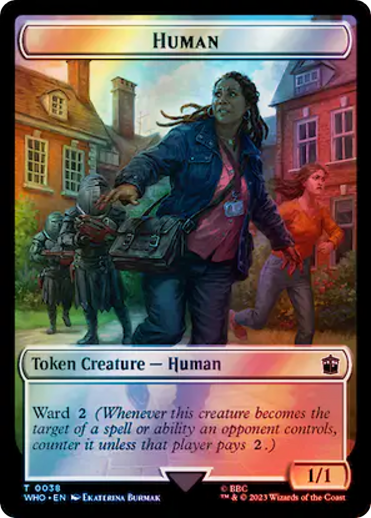 Human (0038) // Clue (0055) Double-Sided Token (Surge Foil) [Doctor Who Tokens] | Total Play