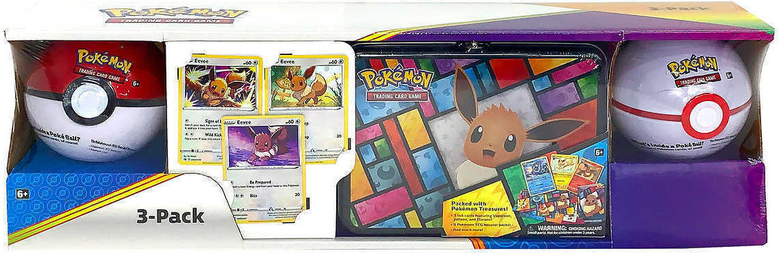 3-Pack (Eevee Treasure Chest/Poke Ball Tins) | Total Play