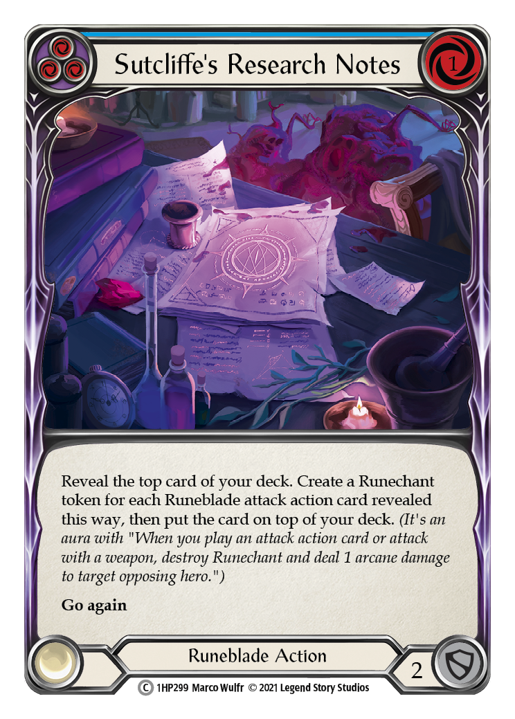 Sutcliffe's Research Notes (Blue) [1HP299] (History Pack 1) | Total Play