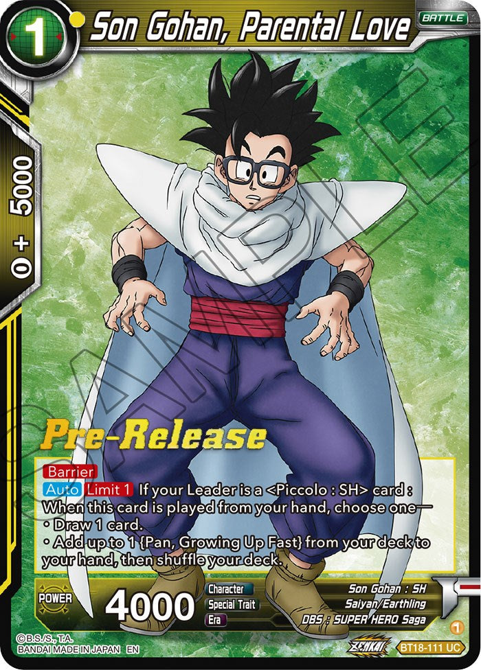 Son Gohan, Parental Love (BT18-111) [Dawn of the Z-Legends Prerelease Promos] | Total Play