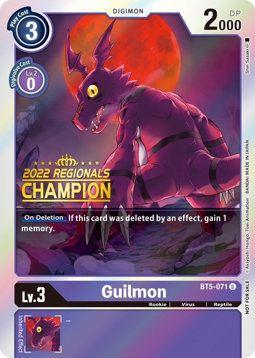 Guilmon [BT5-071] (2022 Championship Offline Regional) (Online Champion) [Battle of Omni Promos] | Total Play