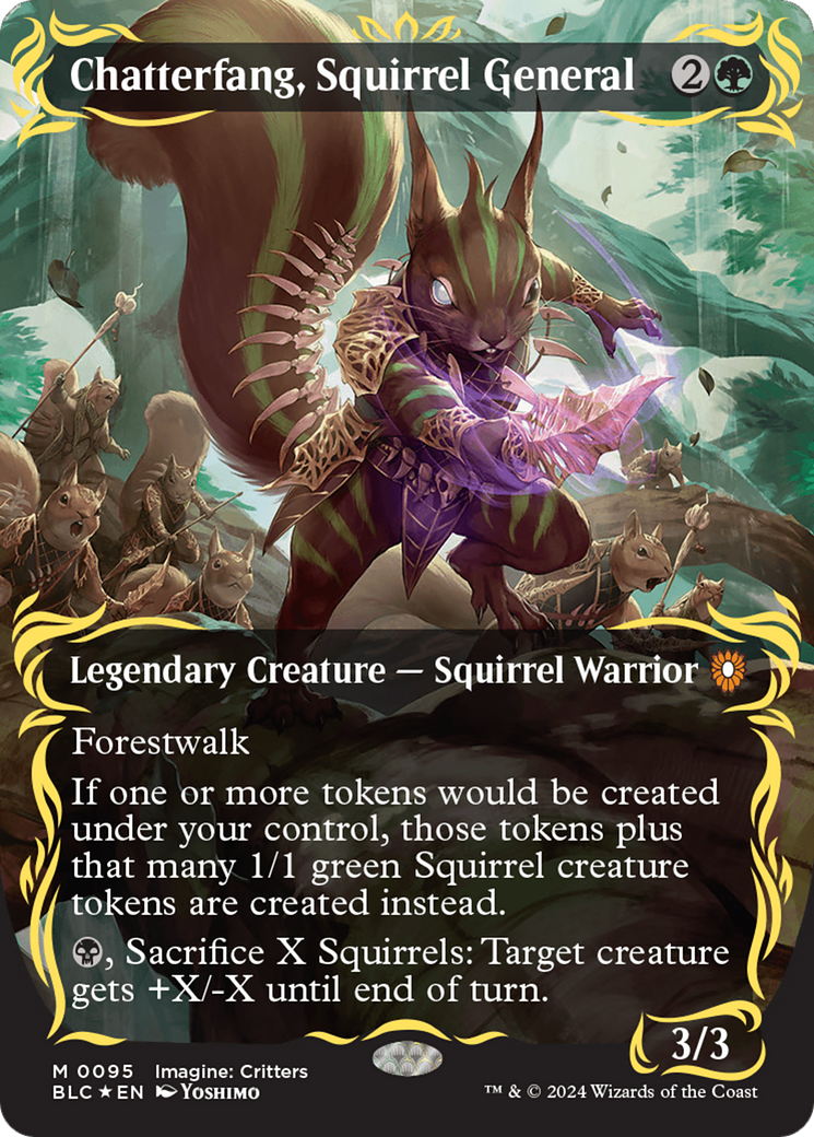 Chatterfang, Squirrel General (Borderless) (Raised Foil) [Bloomburrow Commander] | Total Play