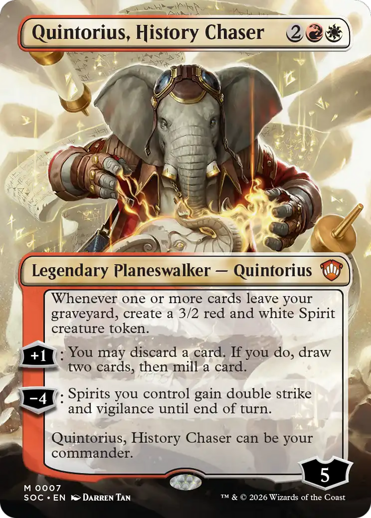 Quintorius, History Chaser (Borderless) [Secrets of Strixhaven Commander] | Total Play