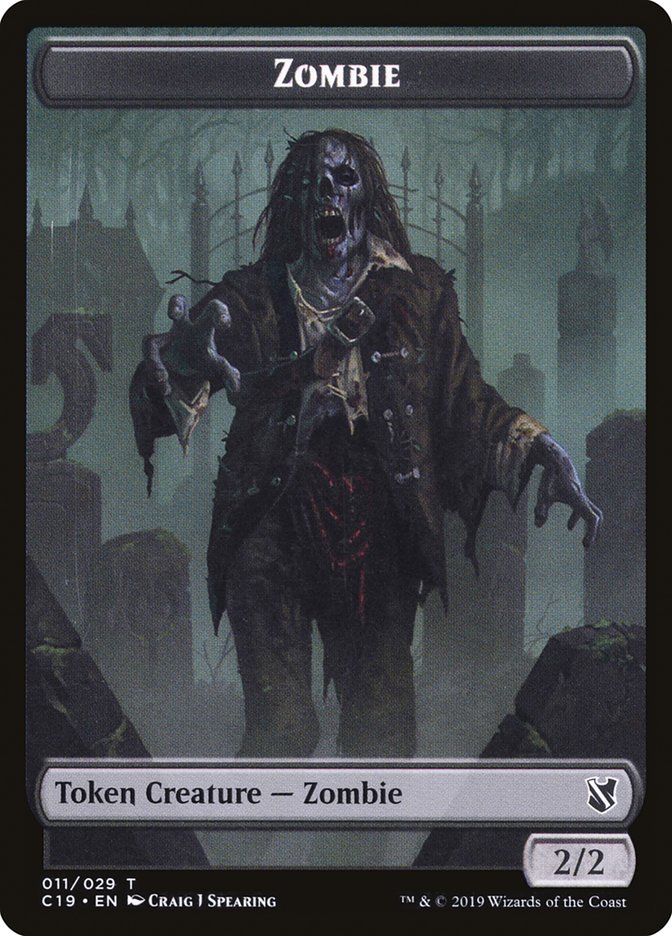 Zombie (010) // Zombie (011) Double-Sided Token [Commander 2019 Tokens] | Total Play