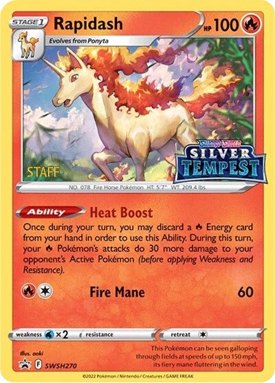 Rapidash (SWSH270) (Prerelease) (Staff) [Sword & Shield: Black Star Promos] | Total Play