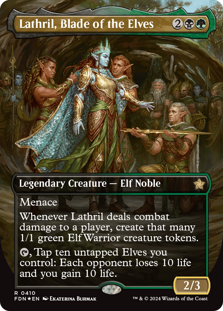 Lathril, Blade of the Elves (Borderless) (Mana Foil) [Foundations] | Total Play