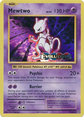 Mewtwo (51/108) (XY Evolutions Staff Prerelease) [XY: Black Star Promos] | Total Play