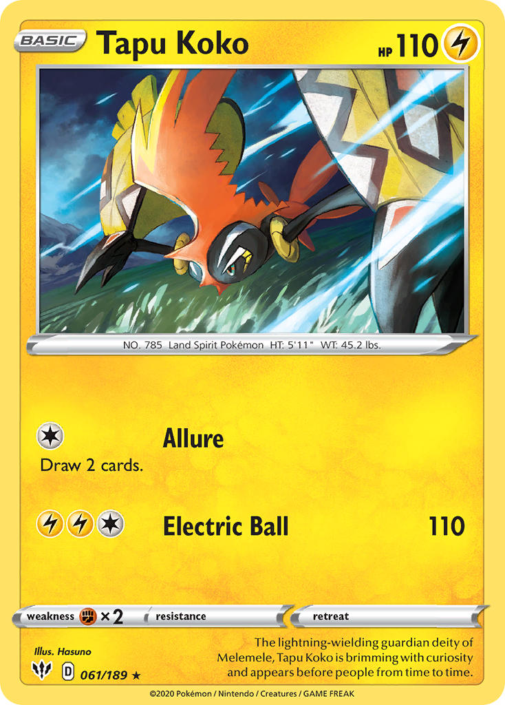Tapu Koko (061/189) (Theme Deck Exclusive) [Sword & Shield: Darkness Ablaze] | Total Play