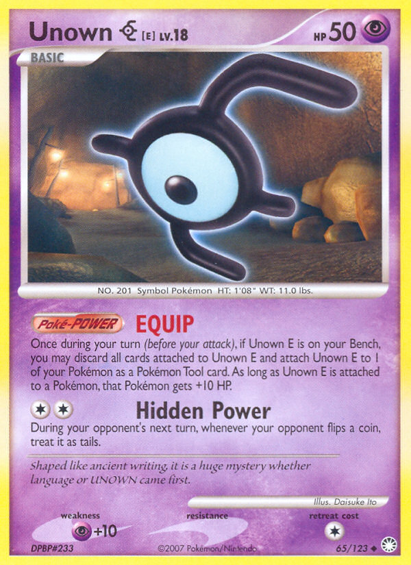 Unown E (65/123) [Diamond & Pearl: Mysterious Treasures] | Total Play