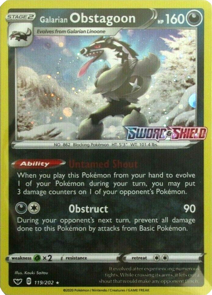 Galarian Obstagoon (119/202) (Cosmos Holo) [Sword & Shield: Base Set] | Total Play