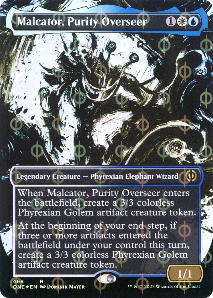Malcator, Purity Overseer (Borderless Ichor Step-and-Compleat Foil) [Phyrexia: All Will Be One] | Total Play