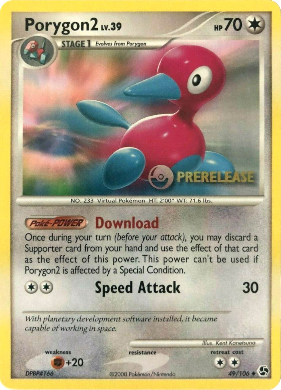 Porygon2 (49/106) (Prerelease Promo) [Diamond & Pearl: Black Star Promos] | Total Play