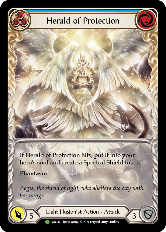 Herald of Protection (Blue Extended Art) [FAB031] (Promo)  Rainbow Foil | Total Play