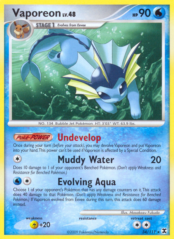 Vaporeon (34/111) [Platinum: Rising Rivals] | Total Play