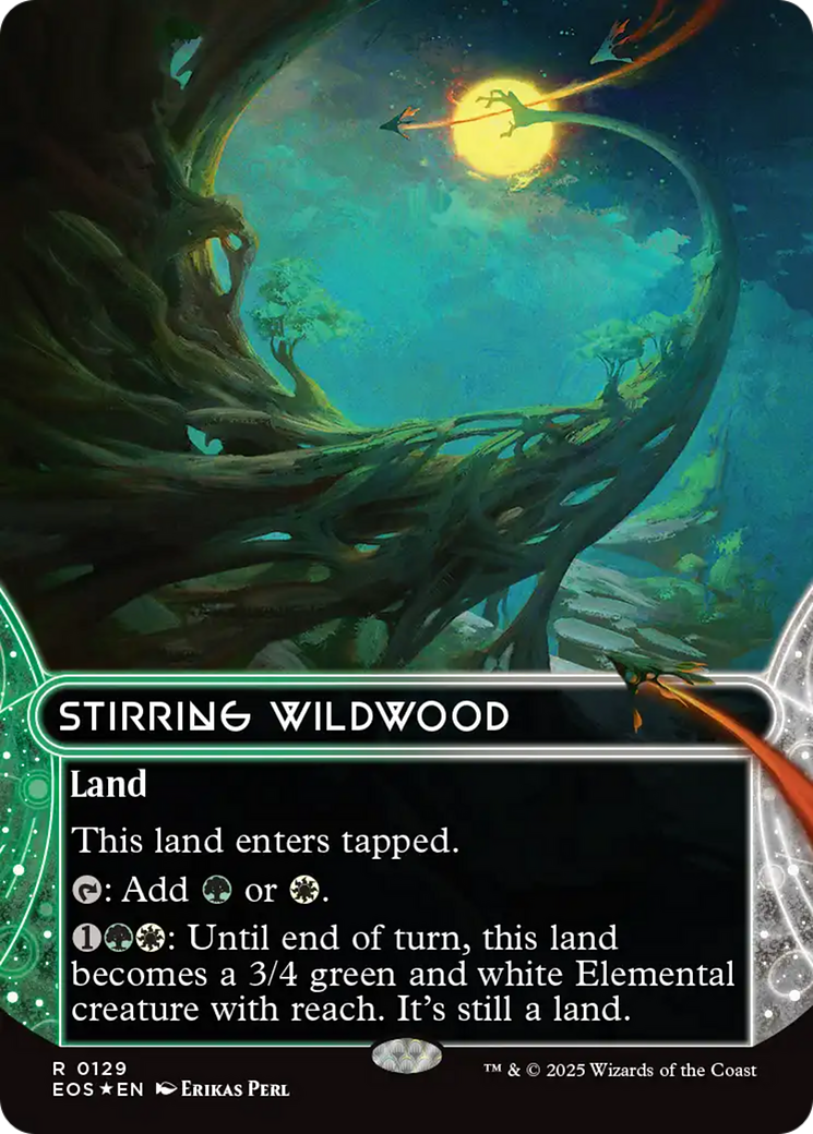 Stirring Wildwood (0129) (Borderless) (Galaxy Foil) [Edge of Eternities: Stellar Sights] | Total Play