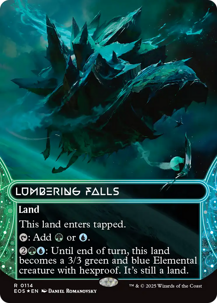 Lumbering Falls (0114) (Borderless) (Galaxy Foil) [Edge of Eternities: Stellar Sights] | Total Play