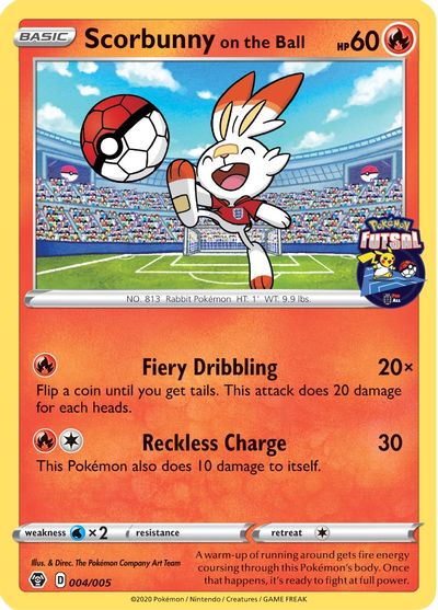 Scorbunny on the Ball (004/005) [Pokemon Futsal Collection] | Total Play