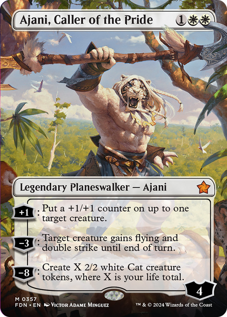 Ajani, Caller of the Pride (Borderless) [Foundations] | Total Play