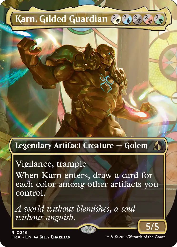 Karn, Gilded Guardian (Borderless) [Reality Fracture] | Total Play