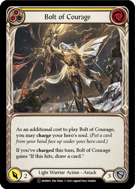 Bolt of Courage (Yellow) [U-MON043-RF] (Monarch Unlimited)  Unlimited Rainbow Foil | Total Play