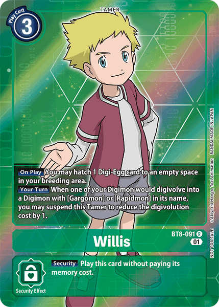 Willis [BT8-091] (Alternative Art - Box Topper) [New Awakening] | Total Play