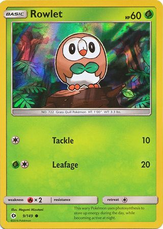 Rowlet (9/149) (Water Web Holo) [Sun & Moon: Base Set] | Total Play