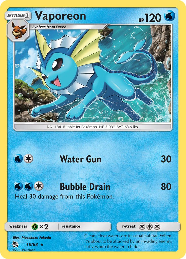 Vaporeon (18/68) [Sun & Moon: Hidden Fates] | Total Play