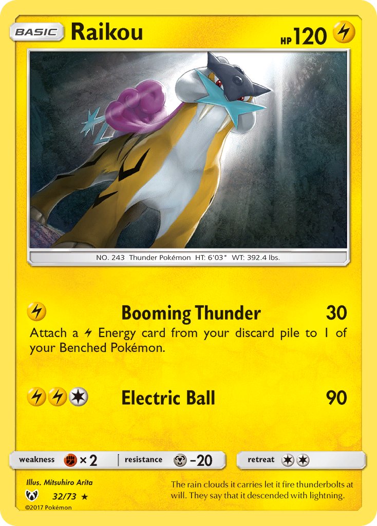 Raikou (32/73) (Lets Play, Pikachu Cracked Ice Holo) (Theme Deck Exclusive) [Sun & Moon: Shining Legends] | Total Play