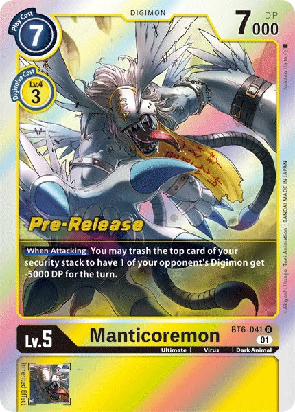 Manticoremon [BT6-041] [Double Diamond Pre-Release Cards] | Total Play