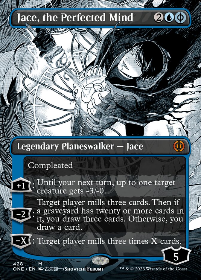 Jace, the Perfected Mind (Borderless Manga Step-and-Compleat Foil) [Phyrexia: All Will Be One] | Total Play