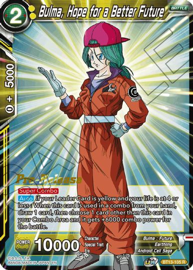 Bulma, Hope for a Better Future (BT13-105) [Supreme Rivalry Prerelease Promos] | Total Play