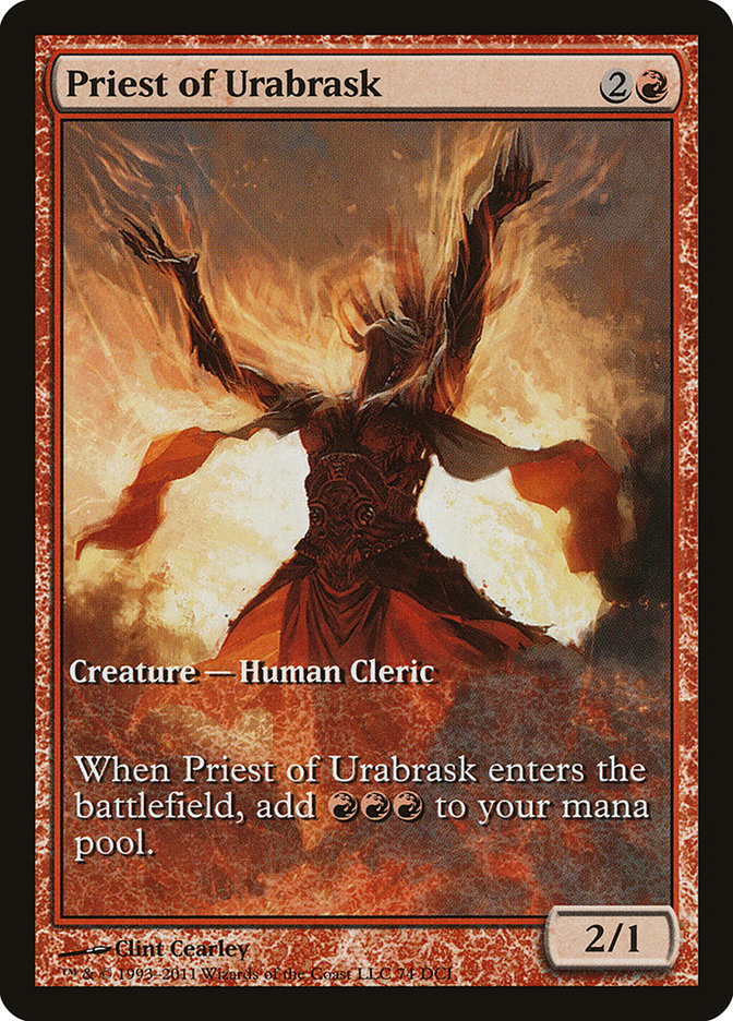 Priest of Urabrask (Game Day) (Extended Art) [New Phyrexia Promos] | Total Play