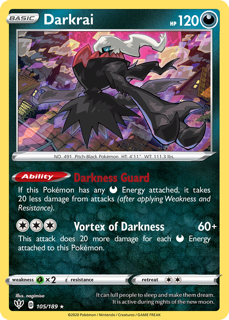 Darkrai (105/189) (Cosmos Holo) [Sword & Shield: Darkness Ablaze] | Total Play