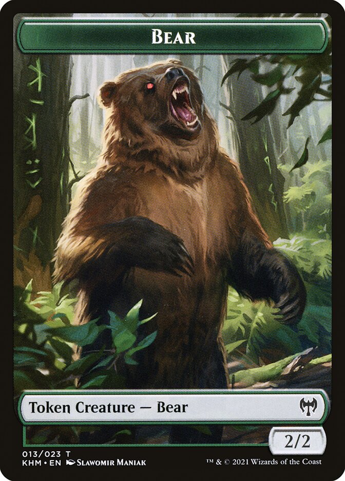 Elf Warrior // Bear Double-Sided Token [Kaldheim Tokens] | Total Play