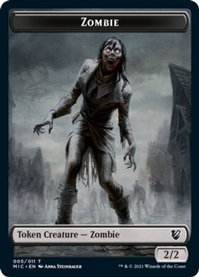 Zombie // Zombie Double-Sided Token (005 MIC/005 MID) [Innistrad: Midnight Hunt Commander Tokens] | Total Play
