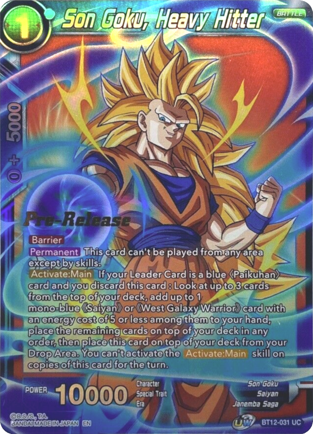 Son Goku, Heavy Hitter (BT12-031) [Vicious Rejuvenation Prerelease Promos] | Total Play