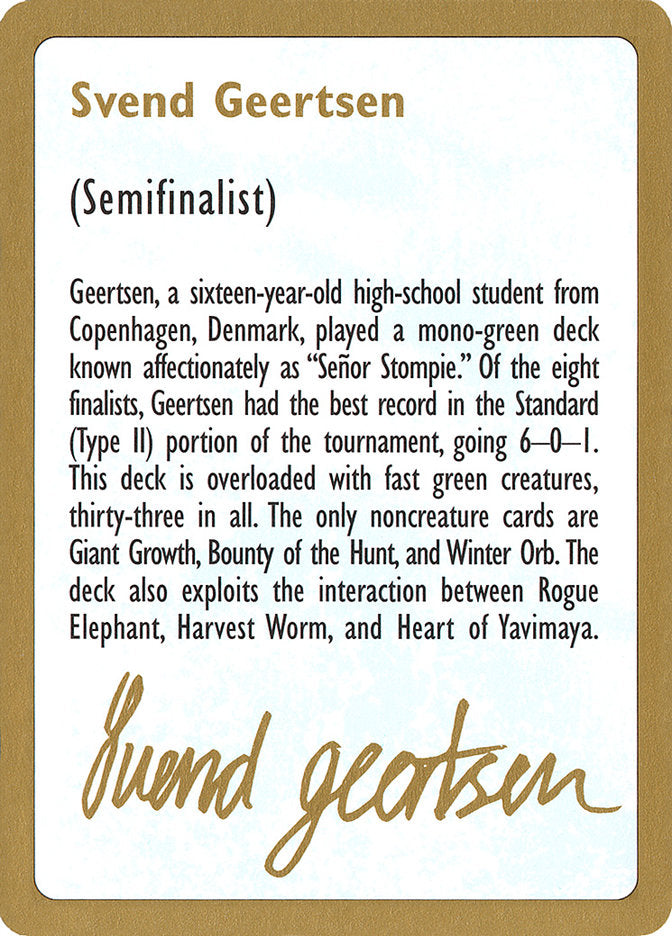 Svend Geertsen Bio [World Championship Decks 1997] | Total Play