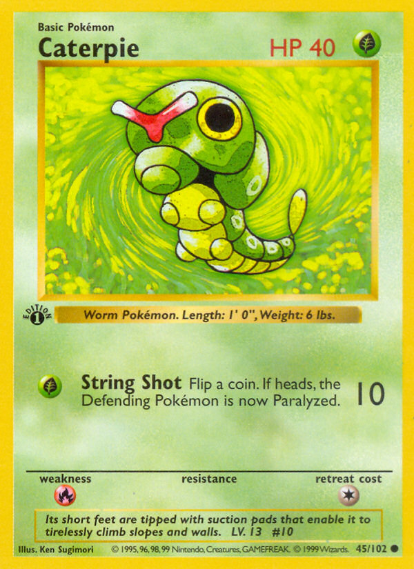 Caterpie (45/102) (Shadowless) [Base Set 1st Edition] | Total Play