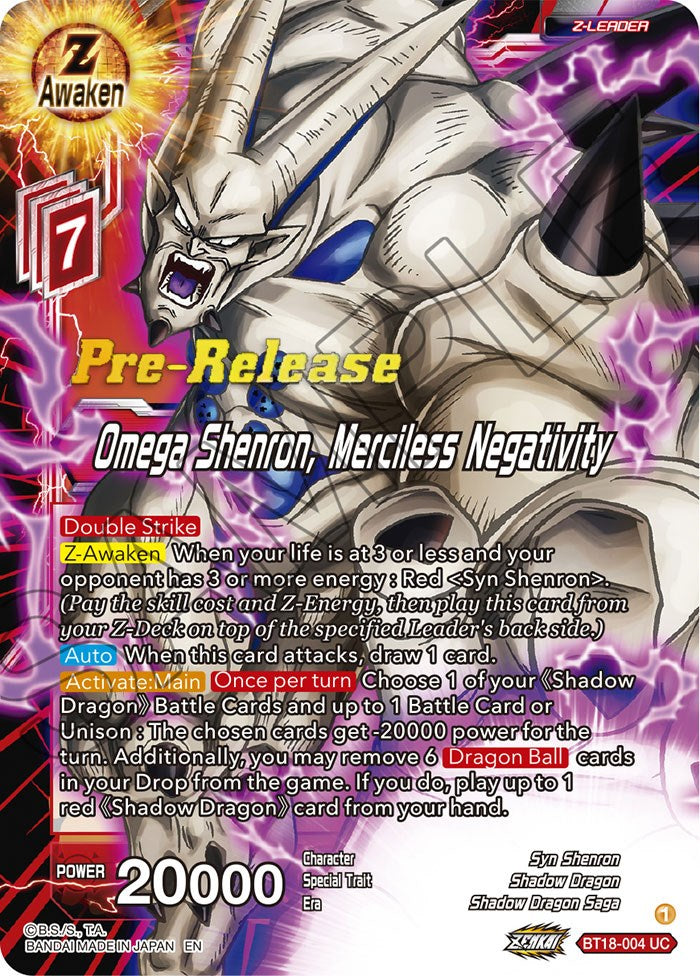 Omega Shenron, Merciless Negativity (BT18-004) [Dawn of the Z-Legends Prerelease Promos] | Total Play