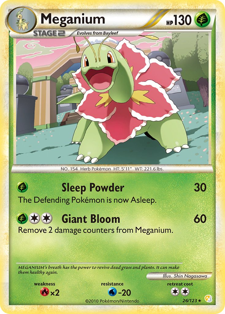 Meganium (26/123) (Theme Deck Exclusive) [HeartGold & SoulSilver: Base Set] | Total Play