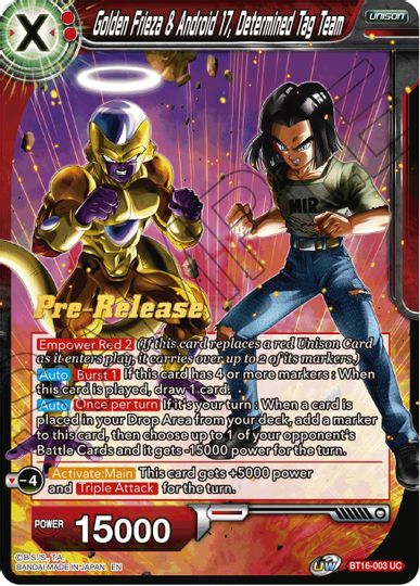 Golden Frieza & Android 17, Determined Tag Team (BT16-003) [Realm of the Gods Prerelease Promos] | Total Play