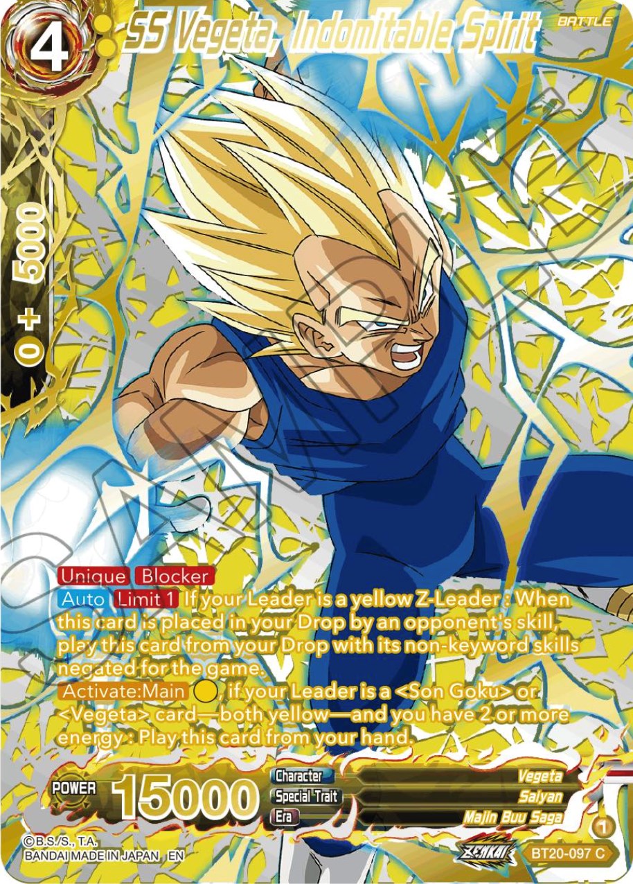 SS Vegeta, Indomitable Spirit (Gold-Stamped) (BT20-097) [Power Absorbed] | Total Play